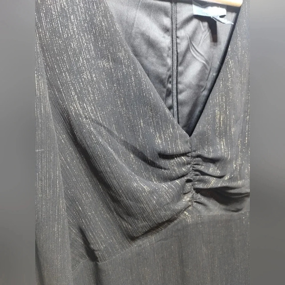 Modcloth Maxi Dress Black Gold size Medium Sheer Flowy Evening Formal - Picture 5 of 7